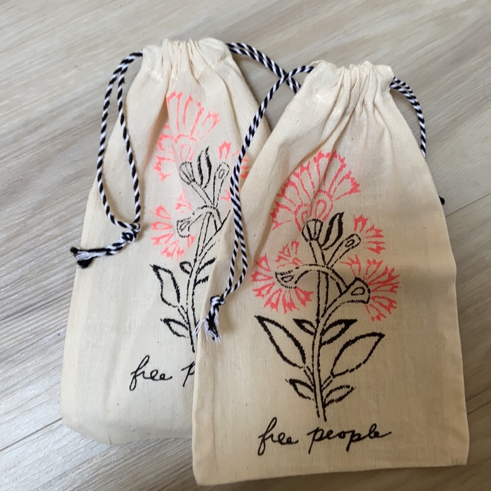 2 Free People Drawstring Jewelry Dust Bags